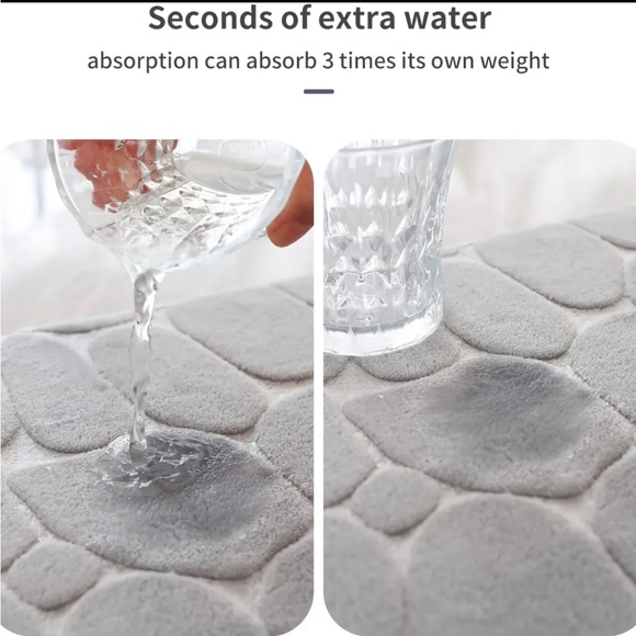 NWT: Cobblestone Memory Foam Bath Mat / Rug - Grey - Picture 2 of 7